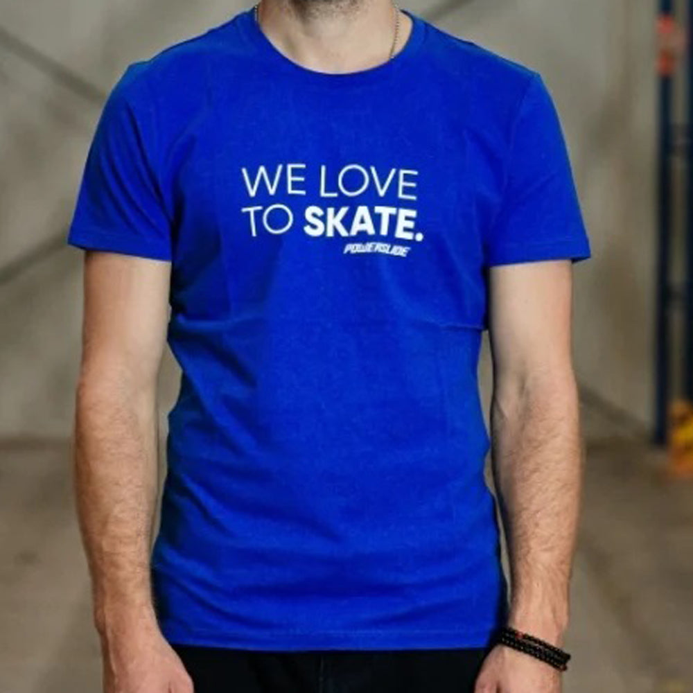 We Love To Skate powerslide blue shirt