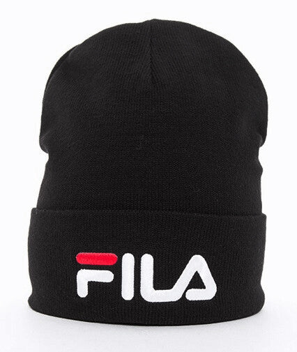 Slouchy linear logo beanie black