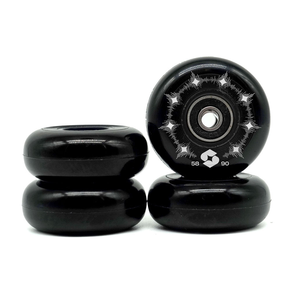 Omni Wheels 58mm/90A black 4-pack + Bearings