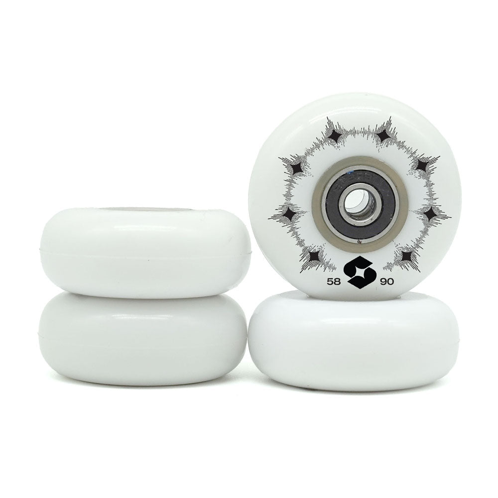 Omni Wheels 58mm/90A white 4-pack + Bearings