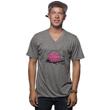 Load image into Gallery viewer, Fish Brain V-neck grey
